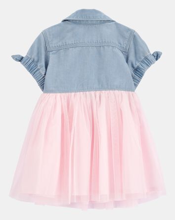 B&eacute;b&eacute; Robe chemise en denim &agrave; jupe en tulle, 