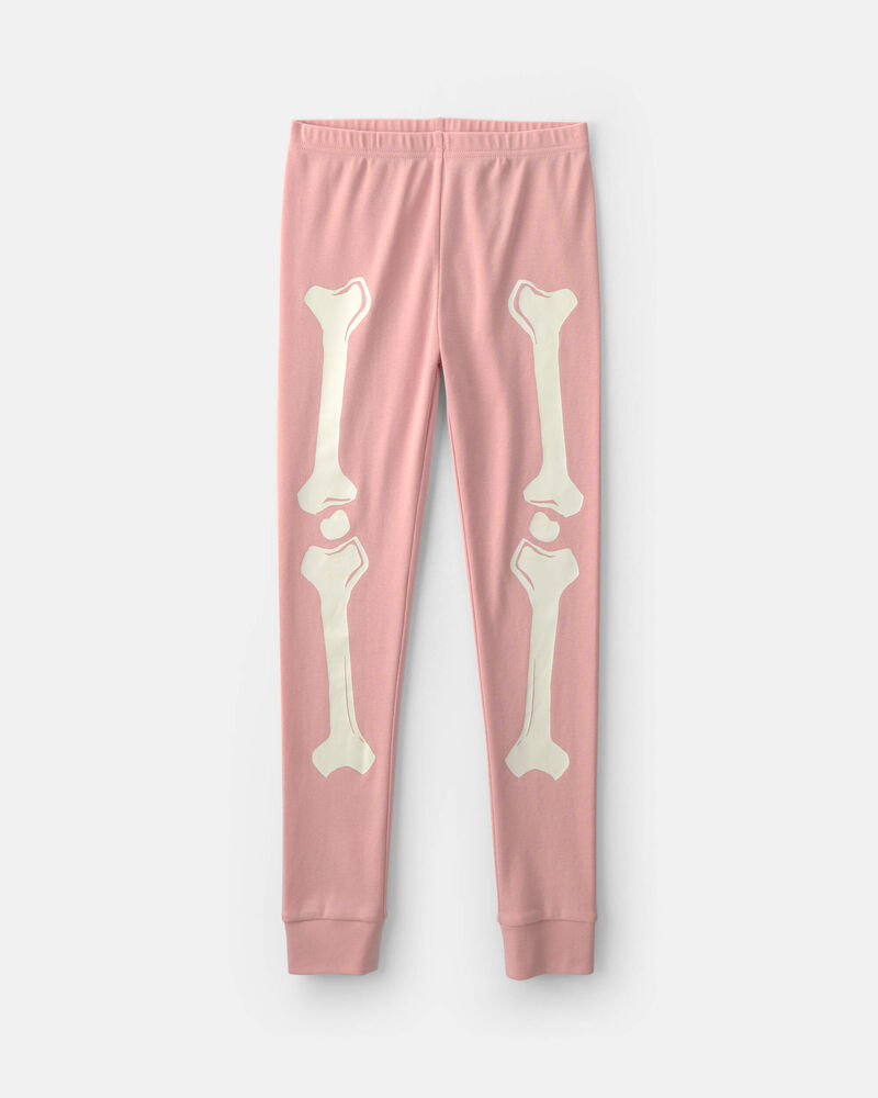 Filles - Pyjama ajust&eacute; 2 pi&egrave;ces en 100&nbsp;% coton &agrave; motif squelette d&rsquo;Halloween - Rose, image 3 sur 4 diapositives