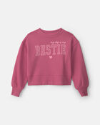 Filles - Chandail manches longues en jersey bouclette &agrave; motif &laquo;Bestie&raquo; - Rose, image 1 sur 2 diapositives