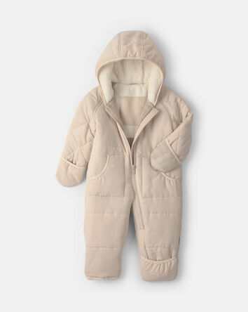 B&eacute;b&eacute; - Solid Quilted Pramsuit- Beige, 