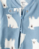 Baby Boy 1-Piece Polar Bear Fleece Footie Pyjama - Blue, image 2 of 5 slides