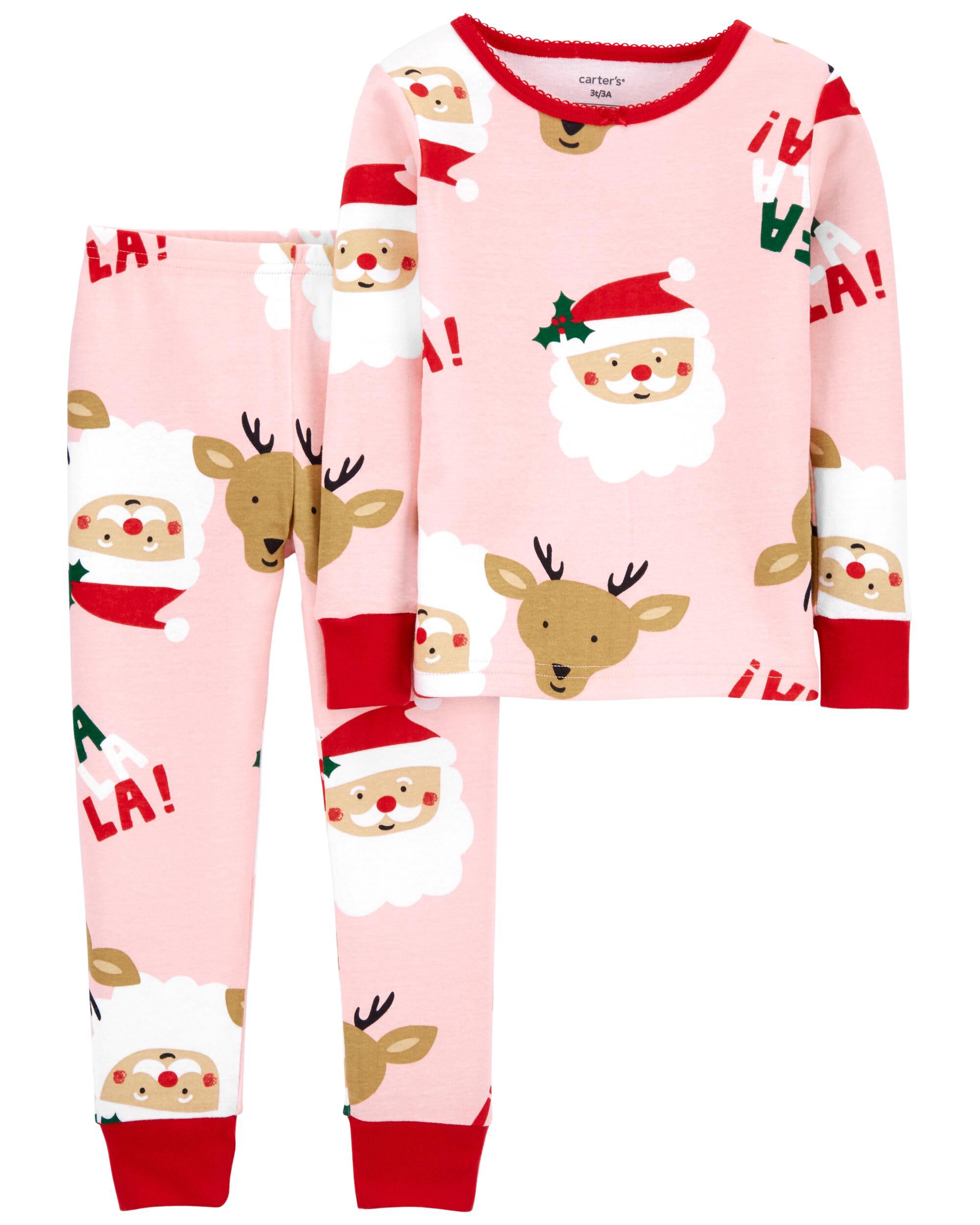 Carters pink santa pajamas store
