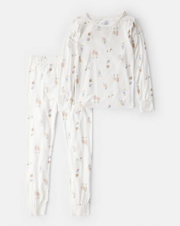 Kid Dog Long-Sleeve Loose Fit 2-Piece Pyjamas - White, 