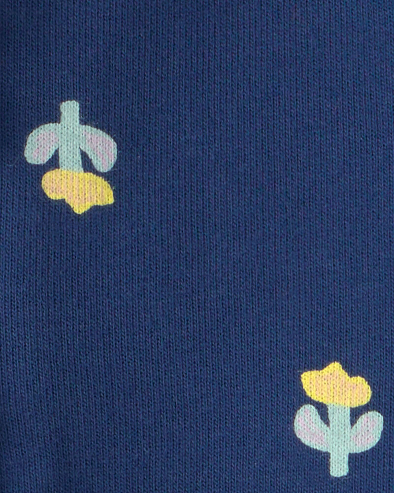 B&eacute;b&eacute; fille - Chandail &agrave; capuchon en jersey bouclette avec fermeture &agrave; glissi&egrave;re, fleurs &ndash; Bleu, image 2 sur 2 diapositives