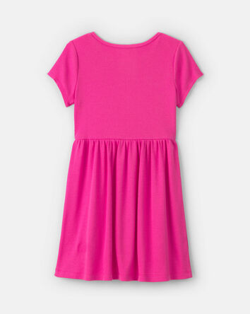Filles - Robe manches courtes en tissu c&ocirc;tel&eacute; - Rose, 