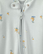 Baby 2-Way Zip Frog & Duck Cotton Sleepers - Green, image 3 of 6 slides