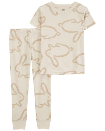 Pyjama 2 pièces en coton ajusté à imprimé de lapin, 