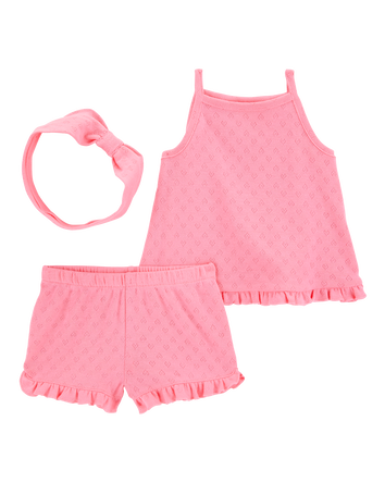 Baby 3-Piece Pointelle Heart Set - Pink, 
