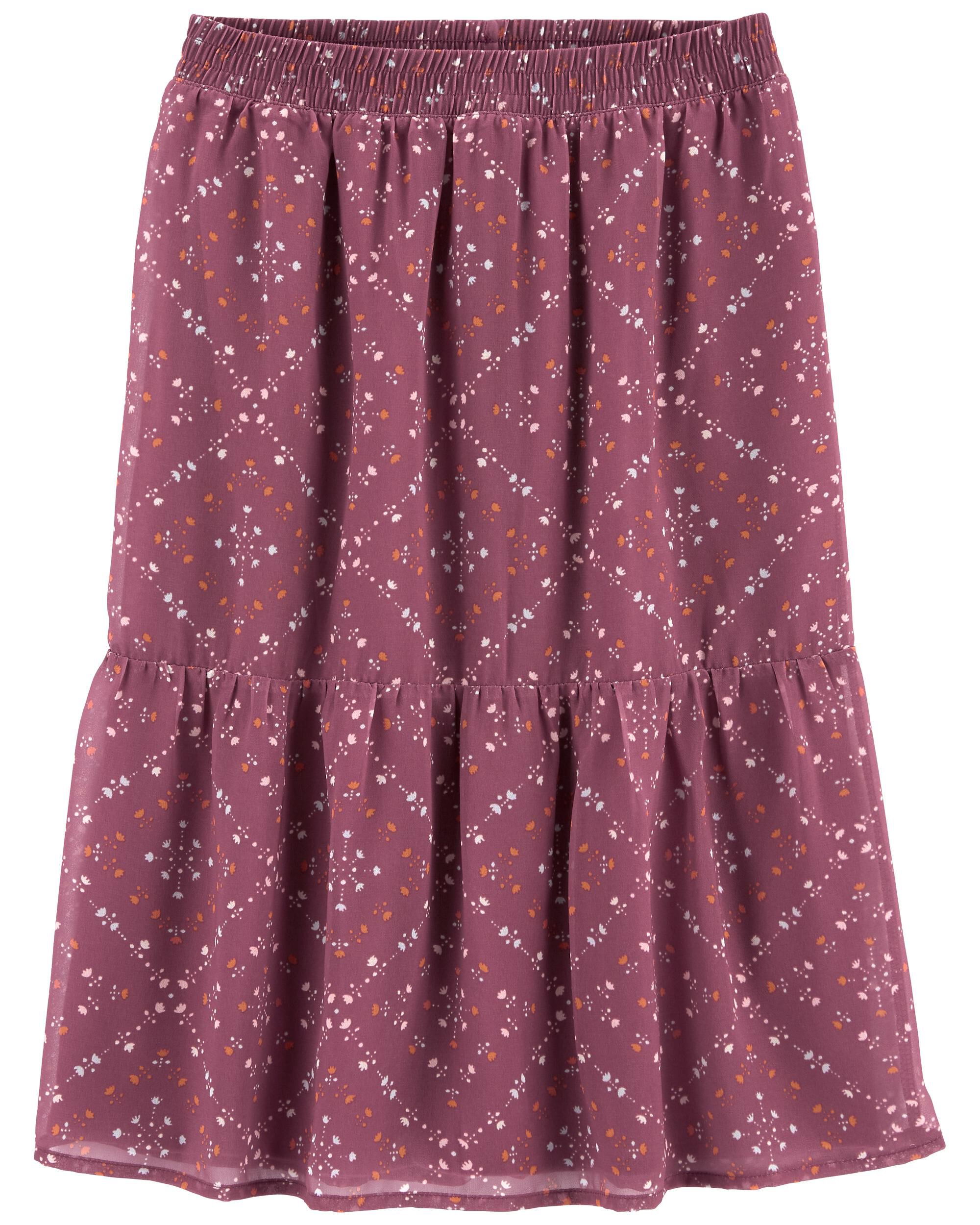 Red Midi Floral Print Chiffon Skirt Carter s Canada
