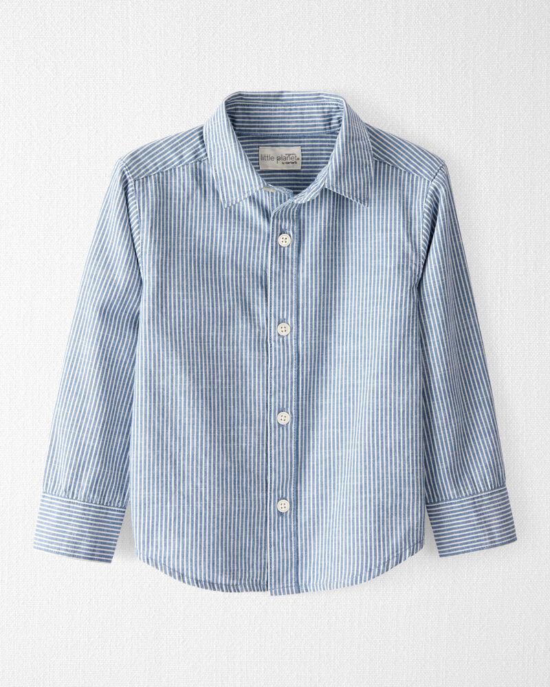 Toddler Boy Button-Front Shirt Made with Organic Cotton, image 1 of 4 slides