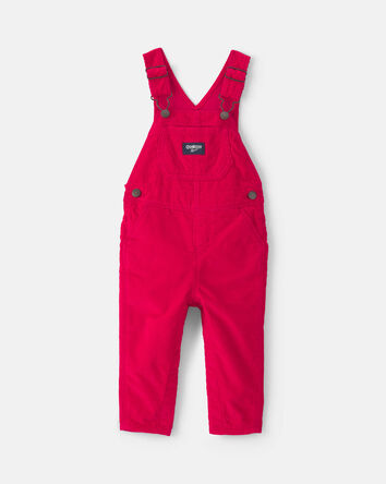 Baby Girl Corduroy Overalls - Red, 