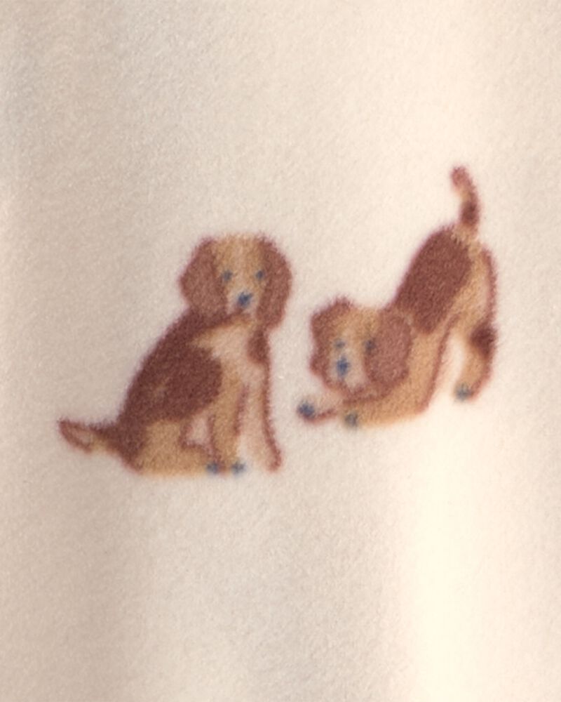 Baby Boy Dog Fleece 2-Way Zip Sleeper Pyjamas - Cream, image 5 of 7 slides