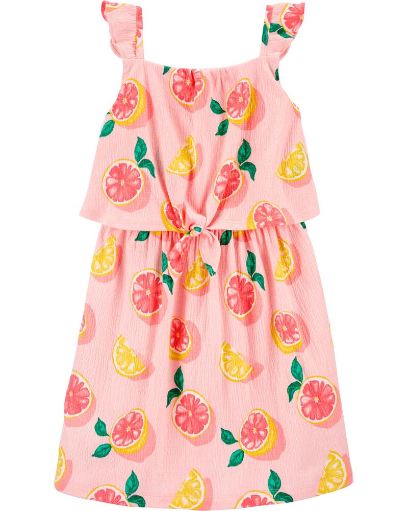 Grapefruit Crinkle Jersey Dress, image 1 of 3 slides