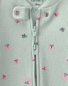 Baby Girl Butterfly Cotton 2-Way Zip Thermal Sleeper - Green, image 3 of 5 slides