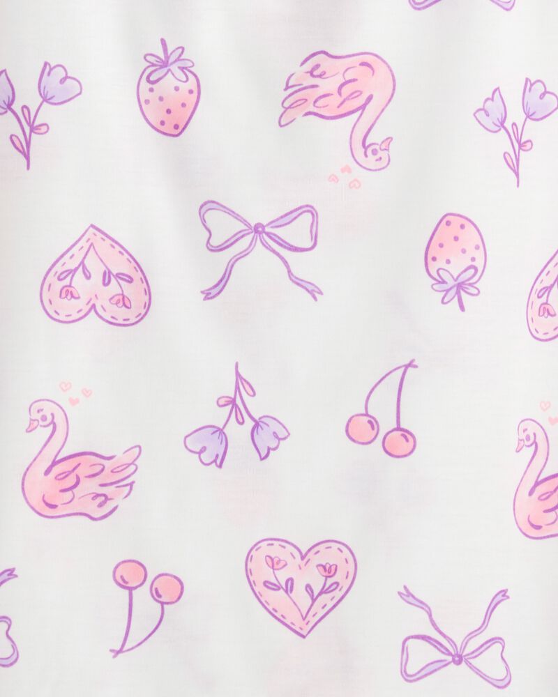Girls Swan Floral Loose Fit Night Gown - Purple/White, image 4 of 5 slides