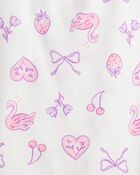 Girls Swan Floral Loose Fit Night Gown - Purple/White, image 4 of 5 slides