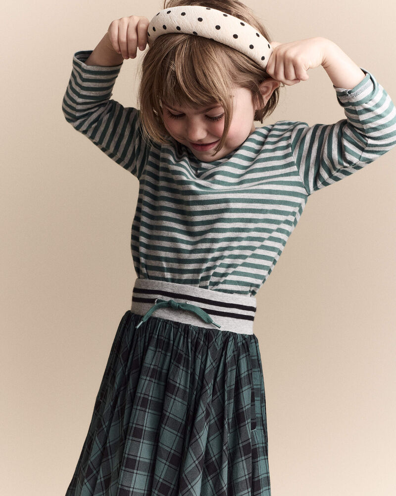 Toddler Girl Avenue Twirl™ Midi Skirt in Plaid - Green/Black, image 5 of 7 slides