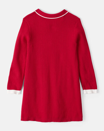 Tout-petit fille - Robe de soirée à manches longues en coton - Rouge, 