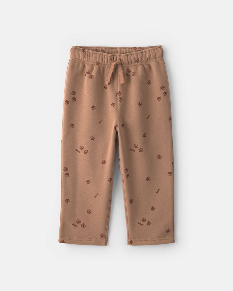 Toddler Boy 2-Piece 'My Best Friend' Dog Fleece Top & Pant Set - Cream/Brown, image 2 of 6 slides