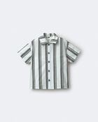 Toddler Boy Button-Down Short-Sleeve Shirt in Stripes - Light Green, image 2 of 5 slides