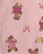 B&eacute;b&eacute; fille - Pyjama ajust&eacute; 4 pi&egrave;ces en 100 % coton &agrave; motif ourson et fanion &ndash; Rose/Cr&egrave;me, image 3 sur 4 diapositives