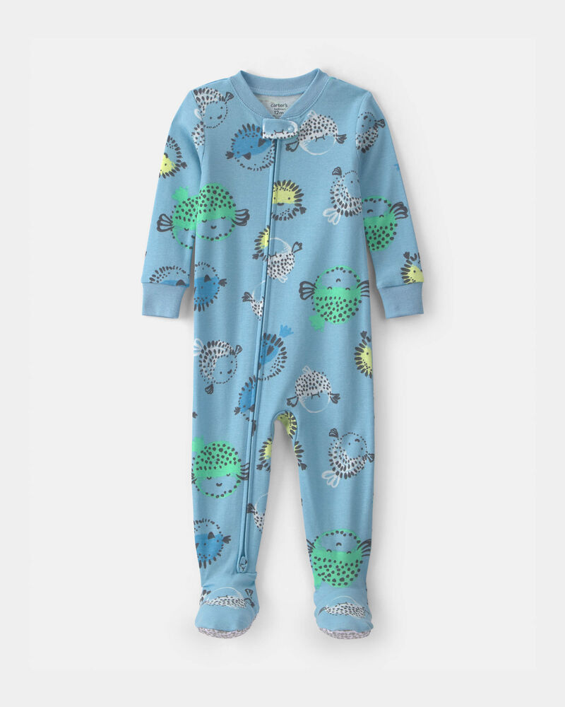 B&eacute;b&eacute; gar&ccedil;on - Pyjama 1 pi&egrave;ce en 100 % coton &agrave; motif poisson-globe, image 1 sur 3 diapositives