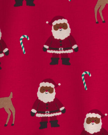 Baby 2-Piece Brown Santa Christmas 100% Cotton Snug Fit Pyjama Set - Red, 