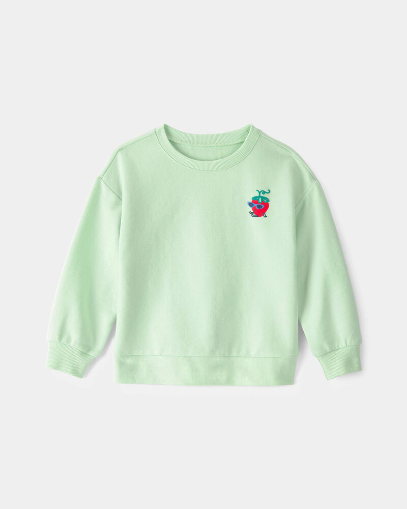 Tout-petit fille - Chandail en jersey bouclette, fraise - Vert, image 1 sur 7 diapositives