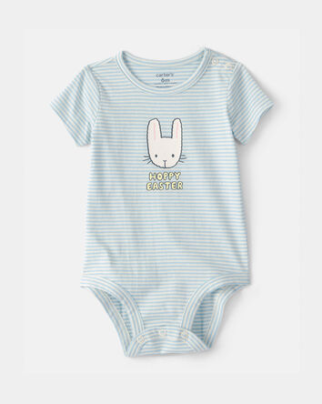 Baby 'Hoppy Easter' Bunny Graphic Bodysuit - Blue, 