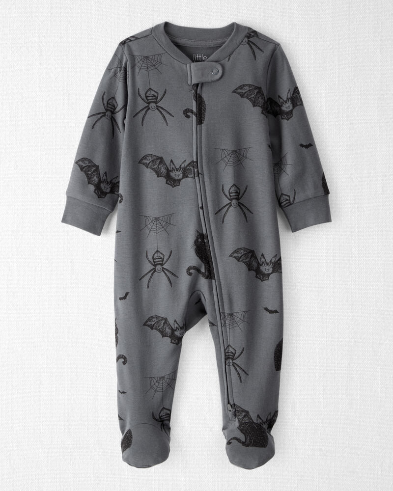 Baby Organic Cotton Sleep & Play Pyjamas in Spooky Creatures Print, image 1 of 5 slides
