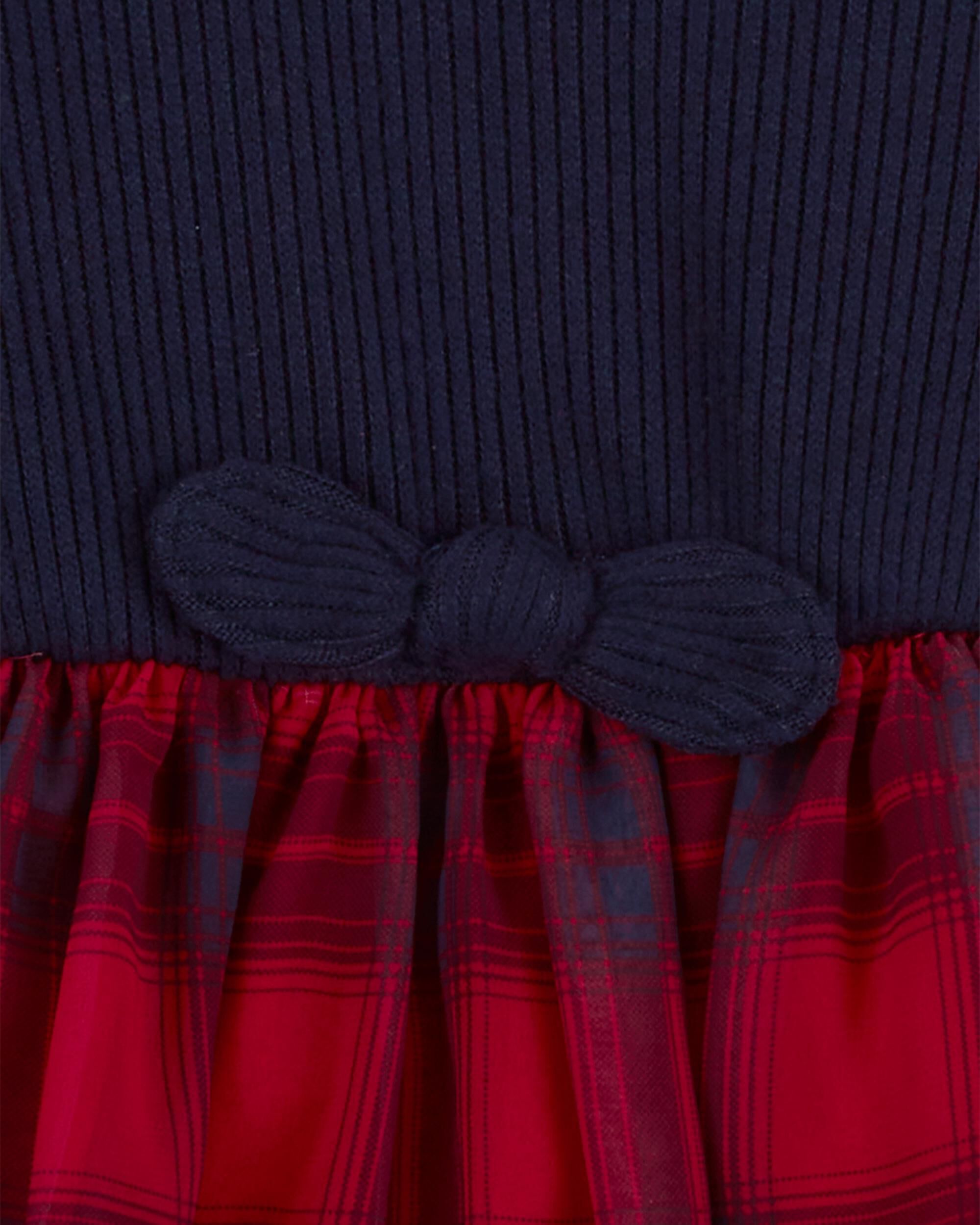 Red Blue Toddler Long Sleeve Plaid Dress Carter s Oshkosh Canada