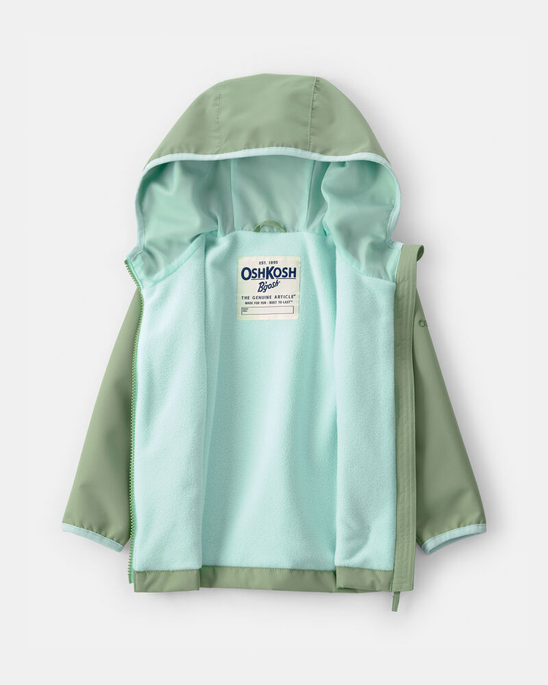 Toddler Girl Midweight  Fleece Lined Jade Jacket- Green, image 2 of 3 slides