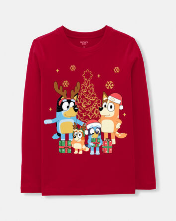 Toddler Girl Christmas Bluey&trade; Long-Sleeve Graphic Tee - Red, 