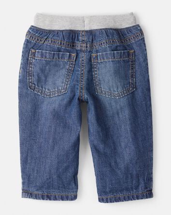 Baby Boy Lined Medium Wash Straight Jeans, 