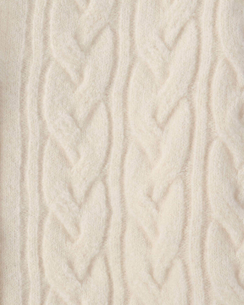 Girls Cable Knit Cardigan Sweater - Cream, image 2 of 3 slides