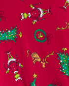 Kid Dr. Seuss™ The Grinch Print 100% Cotton Long-Sleeve Snug Fit 2-Piece Pyjamas - Red, image 2 of 3 slides
