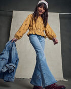 Filles - Jean en denim &agrave; jambe &eacute;vas&eacute; et motif floral &ndash; D&eacute;lav&eacute; clair, image 2 sur 7 diapositives