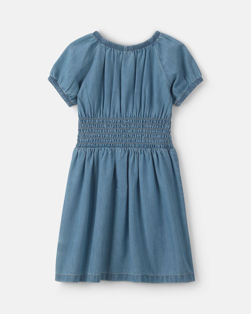 Girls Denim Short-Sleeve Dress - Indigo, image 2 of 4 slides