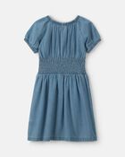 Girls Denim Short-Sleeve Dress - Indigo, image 2 of 4 slides