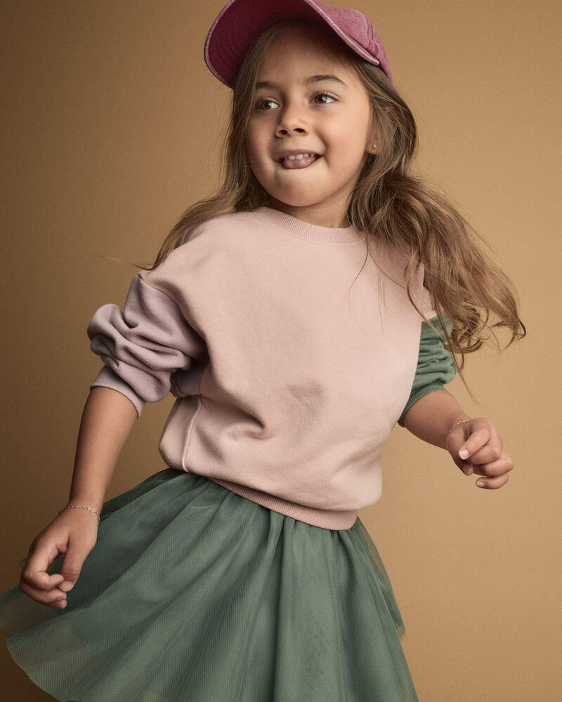 Toddler Girl Colourblock Pullover Sweatshirt - Blush/Mauve/Olive, image 4 of 5 slides