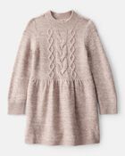 Toddler Girl Sweater Knit Long-Sleeve Dress - Brown, image 1 of 5 slides