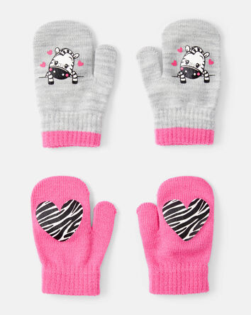 Tout-petit fille - 2 paires de mitaines en tricot KOMBI – Fille, 