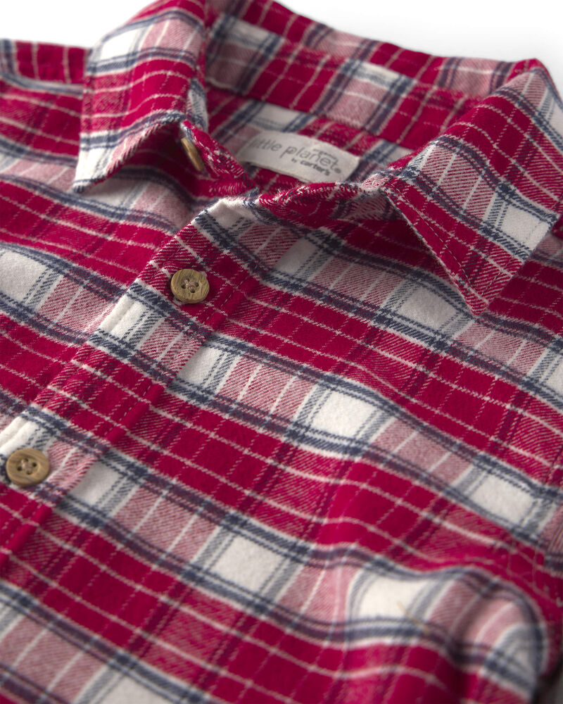 Toddler Boy Organic Cotton Flannel Button-Down Shirt, image 3 of 4 slides