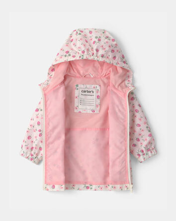 Baby Girl Strawberry Floral Raincoat , 