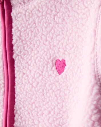 Girls Microfleece Long-Sleeve Zip-Up Jacket - Pink, 