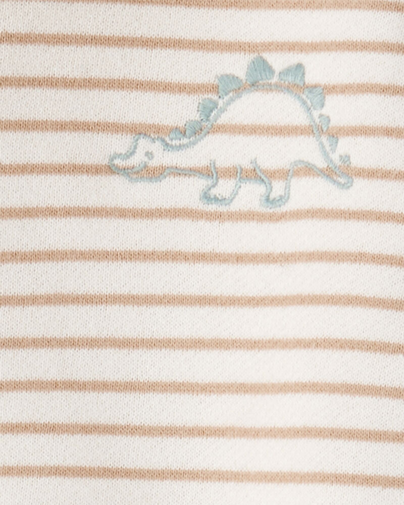 Baby Boy 2-Piece Dinosaur Hoodie & Pant Set - Cream/Brown, image 4 of 7 slides