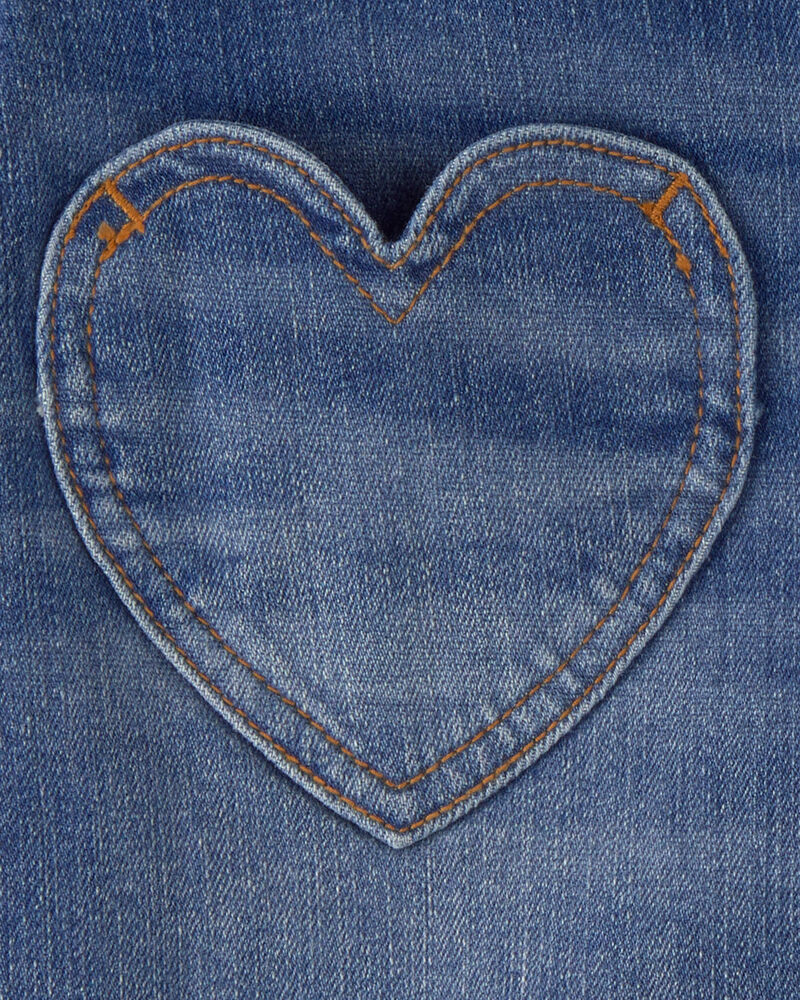 Girls Heart Pocket Denim Shorts - Dark Wash, image 3 of 4 slides
