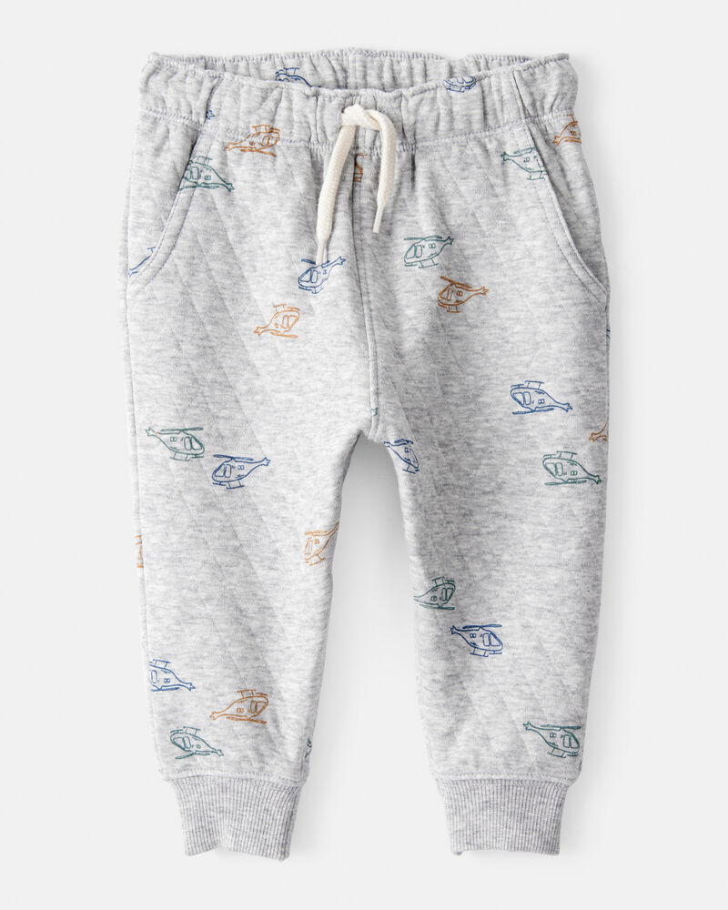 Baby Boy 2-Piece Helicopter Quilted Hoodie & Pant Set - Grey, image 2 of 4 slides