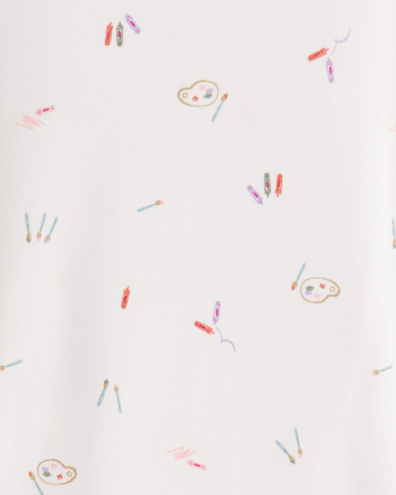 Toddler Girl Painting & colouring Print PurelySoft Long-Sleeve 2-Piece pyjamas - Ivory, image 3 of 5 slides