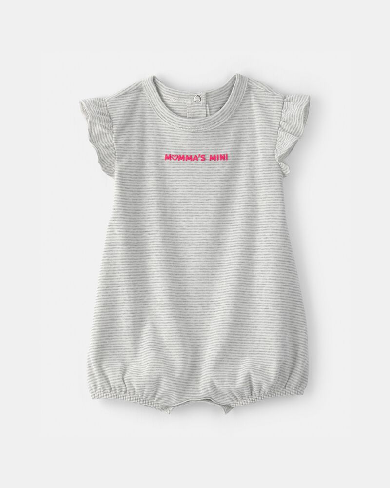 Baby Girl Momma's Mini' Short-Sleeve Romper - Grey, image 1 of 4 slides